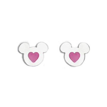 Orecchini lobo donna bambina Disney Preziosi acciaio Topolino cuore rosa E600200NKL-TP-1