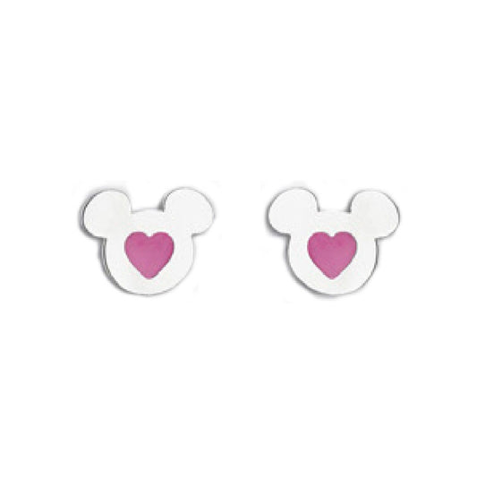 Orecchini lobo donna bambina Disney Preziosi acciaio Topolino cuore rosa E600200NKL-TP-1