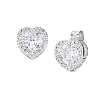 Orecchini lobo donna Amen Amore in argento a cuore con zirconi bianchi