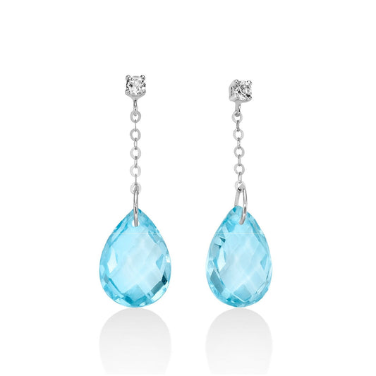 Orecchini donna Miluna Gemma del Cielo oro bianco topazi bianchi 0,08 ct azzurri di 4,2 ct