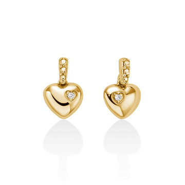 Orecchini donna Miluna Diamanti 375 oro giallo a cuore con diamanti 0,0066ct