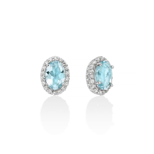 Orecchini donna Miluna oro bianco diamanti 0,144ct acquamarine 0,74ct