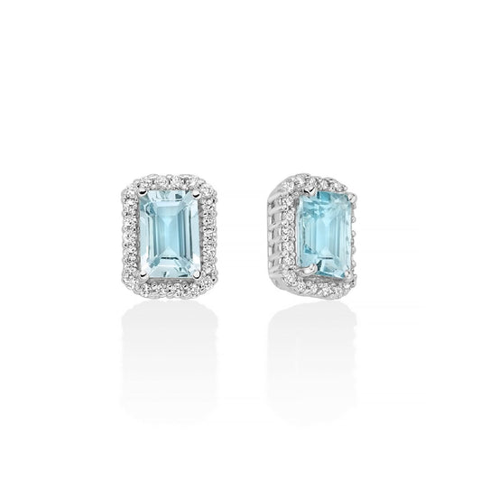 Orecchini donna Miluna oro bianco diamanti 0,176ct acquamarine 1,06ct