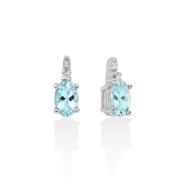 Orecchini donna Miluna oro bianco diamanti 0,0168ct e acquamarine 0,74ct