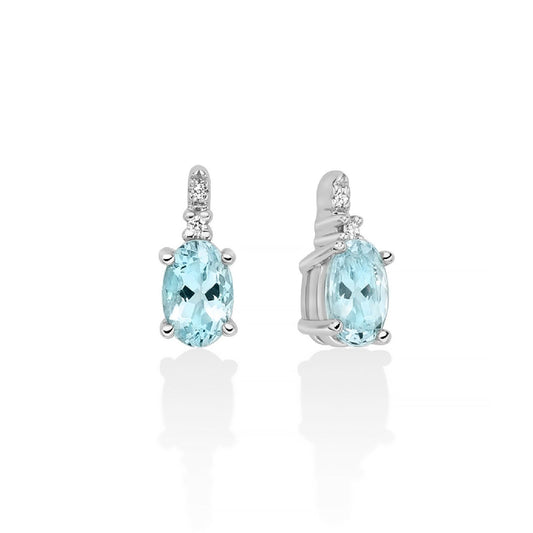 Orecchini donna Miluna oro bianco diamanti 0,0168ct e acquamarine 0,74ct