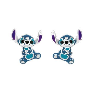 Orecchini a lobo Disney Stitch bambina in argento a forma di Stitch smaltato ES00037SRHL-CS-1