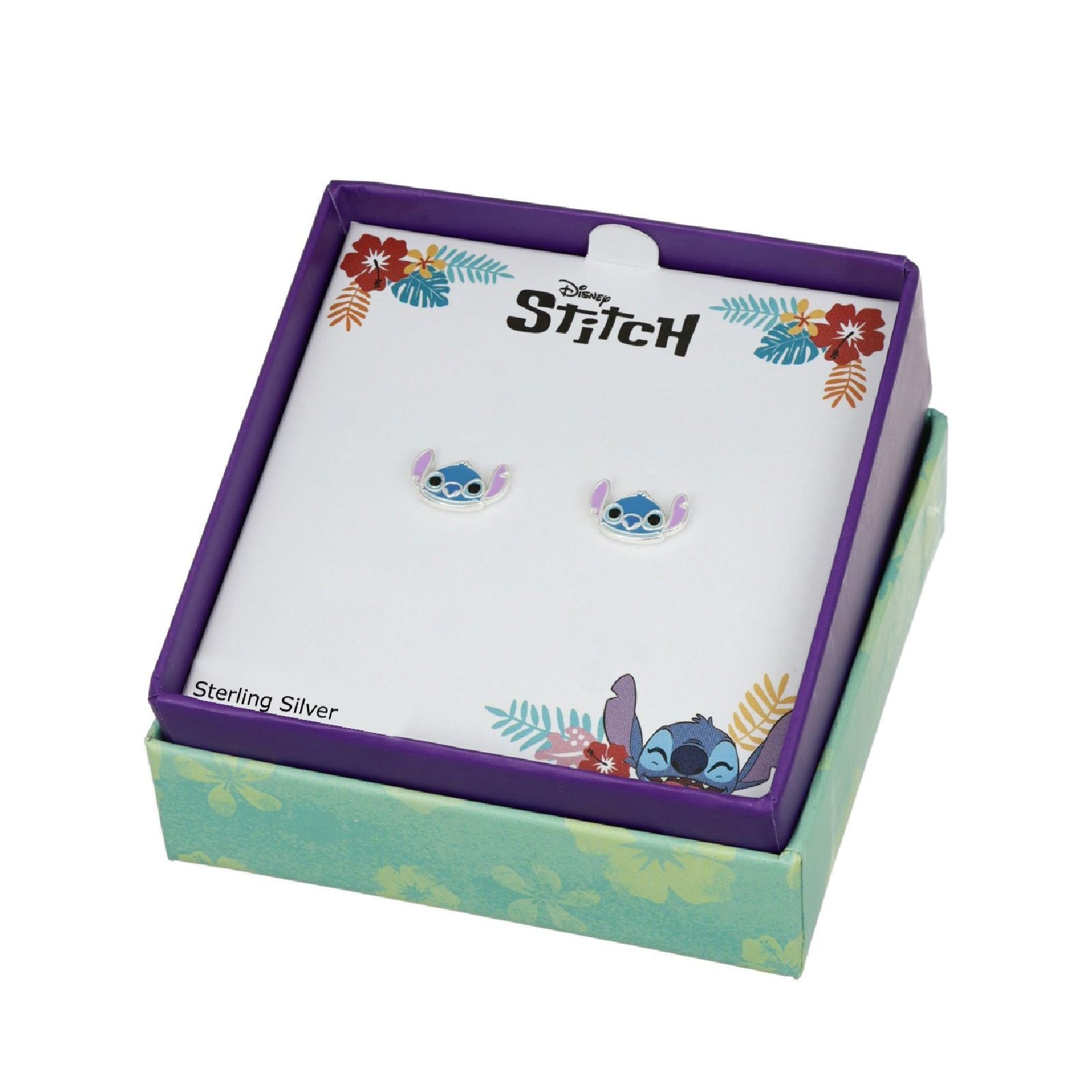 Orecchini a lobo Disney Stitch bambina in argento a forma di viso di Stitch ES00097SRHL-CS-2