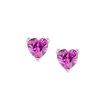 Orecchini lobo donna Amen Amore in argento con zircone fucsia a cuore