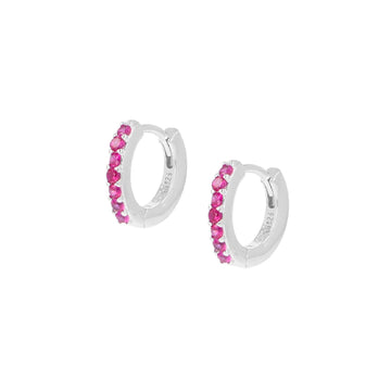 Orecchini cerchio donna Amen Tennis argento zirconi fucsia