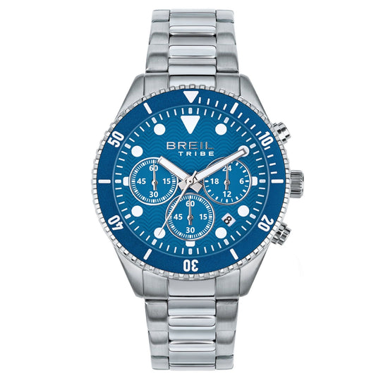 Orologio crono uomo Breil Overhand in acciaio con quadrante azzurro 41mm