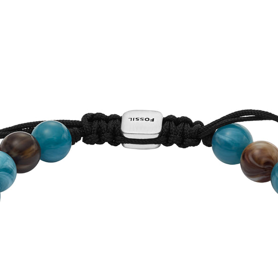 Bracciale con cordino Fossil in ottone argento e blu F.JA7241040