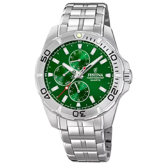 Orologio Multifunzione uomo Festina in acciaio e quandrante verde 43 mm