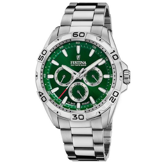 Orologio multifunzione uomo Festina Multifunction acciaio quadrante verde 44,7mm