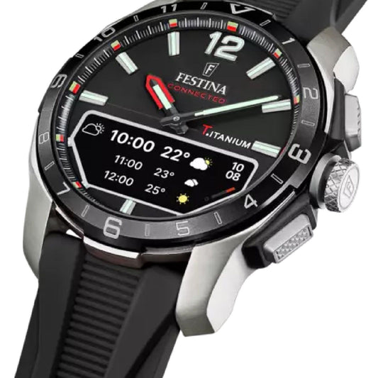 Orologio smartwatch uomo Festina cassa 44mm in titanio e gomma nera