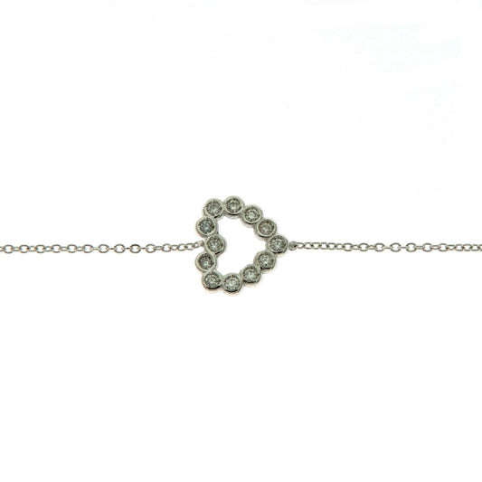 Bracciale donna Rose Gioielli in oro bianco con cuore di diamanti 0,06ct