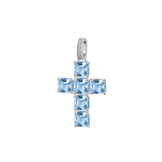 Charm croce donna Brosway Fancy in argento con zirconi azzurri e bianchi FCL14-1