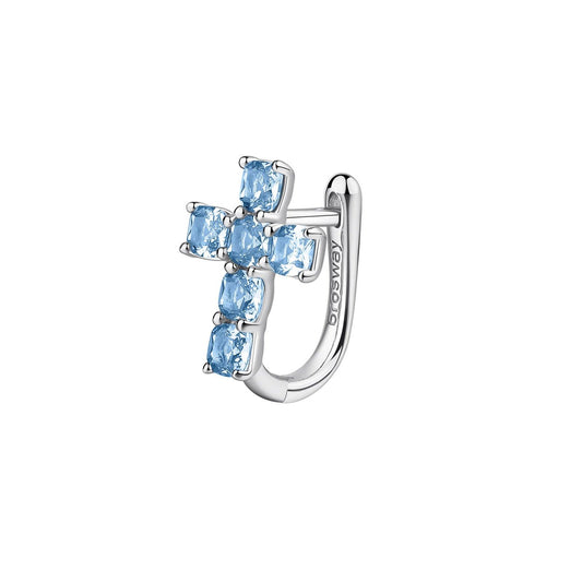 Orecchino croce donna Brosway Fancy in argento con zirconi azzurri e bianchi