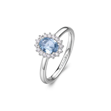 Anello donna Brosway Fancy in argento con zirconi bianchi e uno azzurro