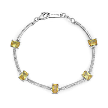 Bracciale tennis donna Brosway Fancy in argento con zirconi gialli e bianchi