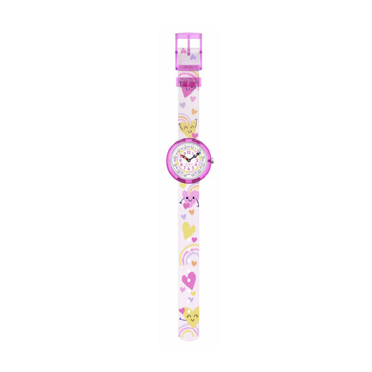 Orologio solo tempo Flik Flak in plastica rosa e bianca MISURA UNICA