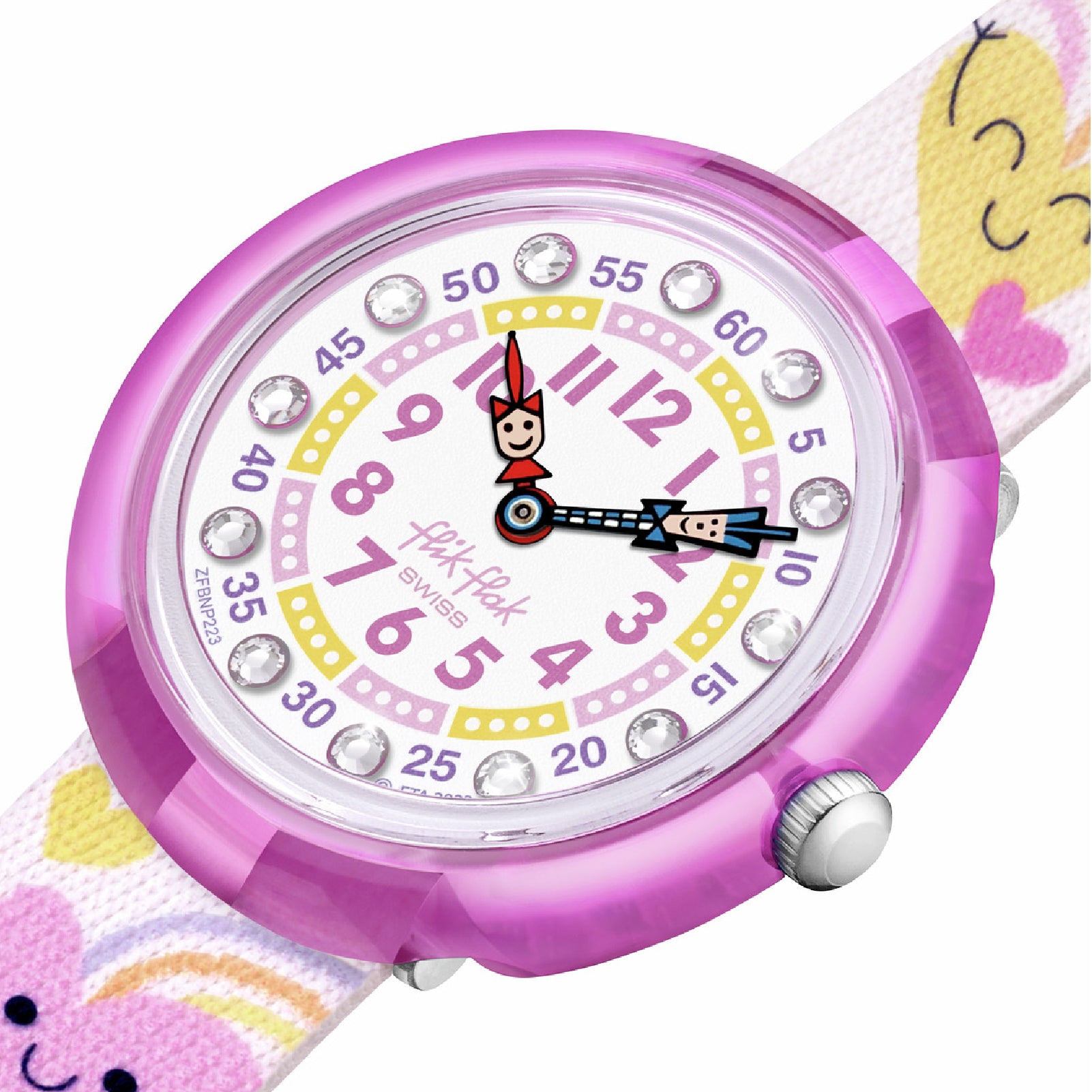 Orologio solo tempo Flik Flak in plastica rosa e bianca MISURA UNICA