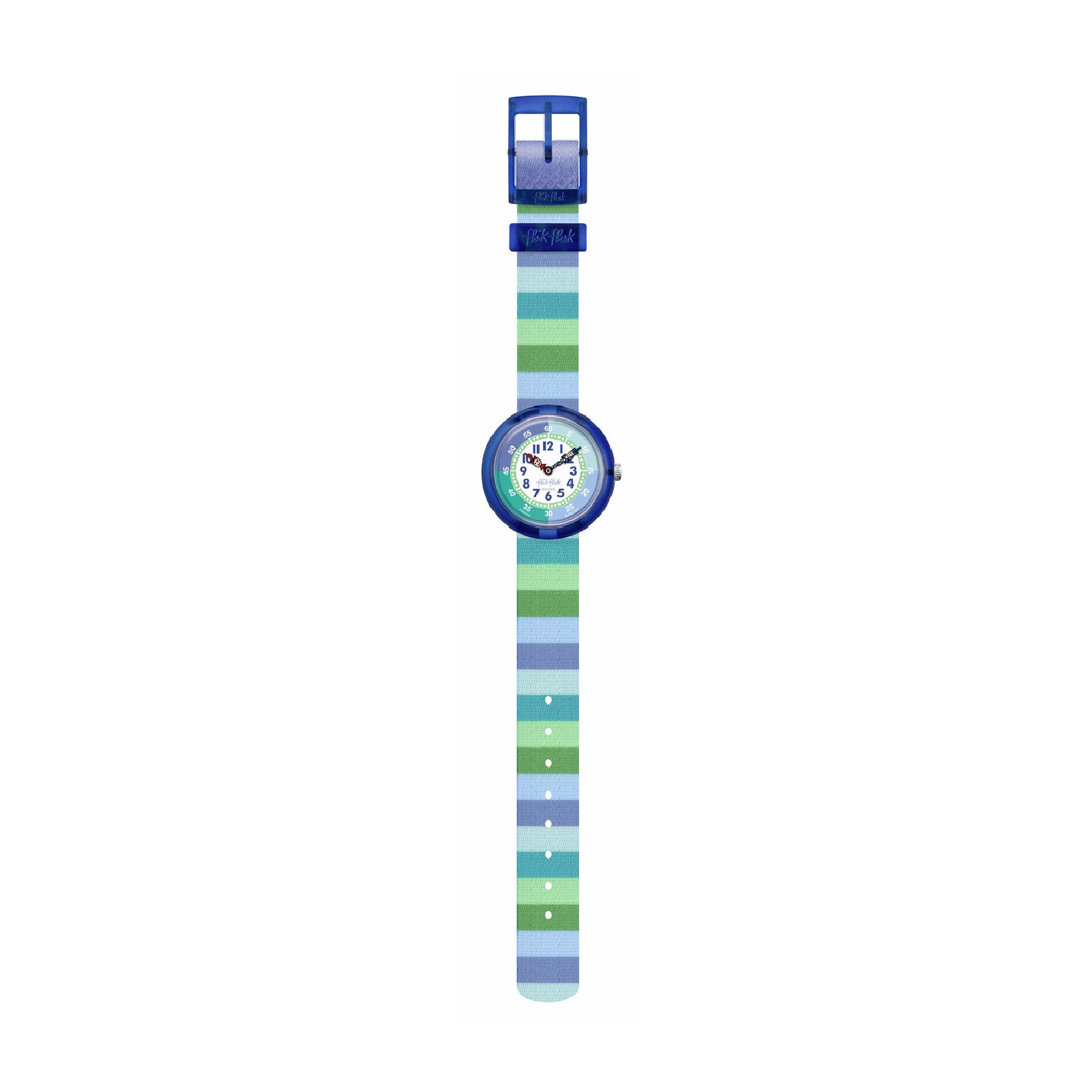 Orologio solo tempo Flik Flak in plastica blu e verde MISURA UNICA