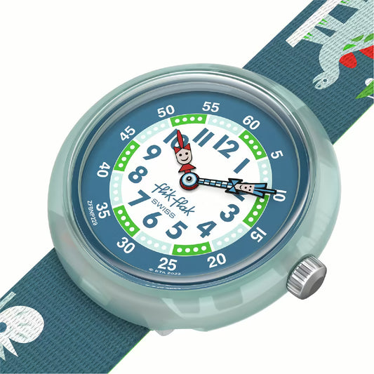 Orologio solo tempo Flik Flak color verde e blu da bambino MISURA UNICA