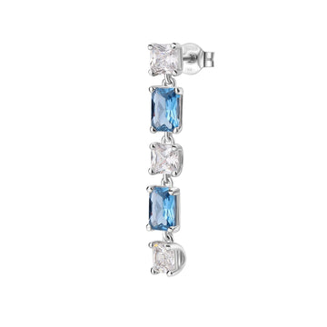 Mono Orecchino pendente donna Brosway Fancy argento zirconi bianchi e blu