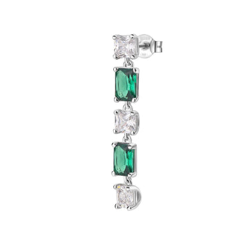 Orecchino pendente donna Brosway Fancy argento zirconi bianchi e verde