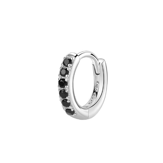 Orecchino cerchio donna Brosway Fancy in argento 12 mm con zirconi neri