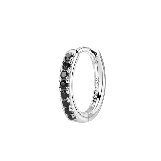 Orecchino cerchio donna Brosway Fancy in argento 14 mm con zirconi neri