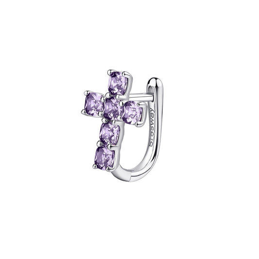 Orecchino a lobo Brosway Fancy donna in argento con croce e zirconi viola