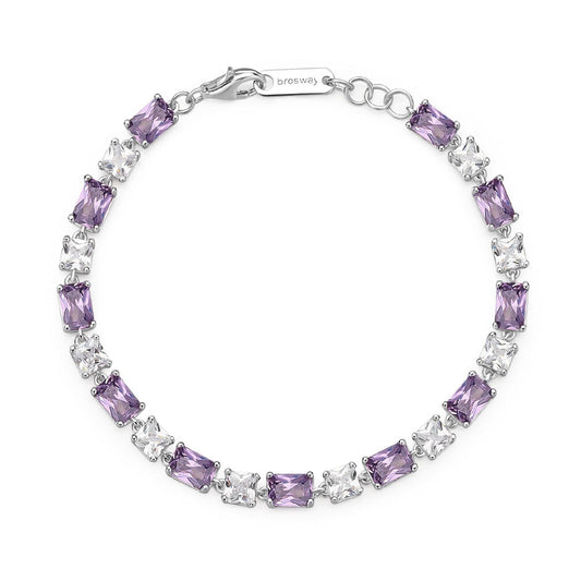 Bracciale tennis donna Brosway Fancy argento zirconi bianchi e viola