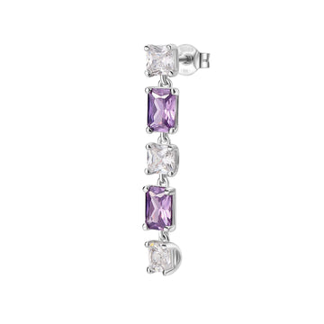 Orecchino pendente donna Brosway Fancy argento zirconi bianchi e viola