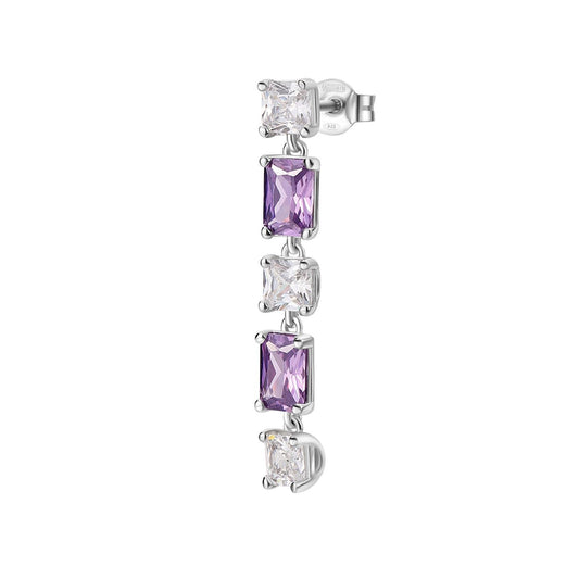 Orecchino pendente donna Brosway Fancy argento zirconi bianchi e viola