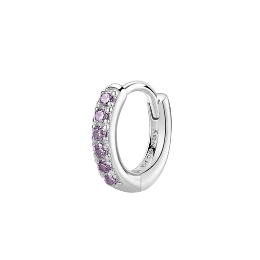 Orecchino cerchio donna Brosway Fancy in argento 12 mm con zirconi lilla