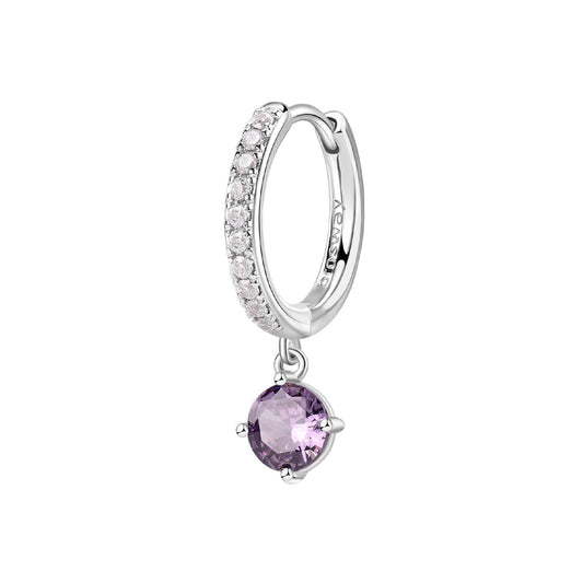 Orecchino donna Brosway Fancy in argento con zirconi bianchi e uno lilla