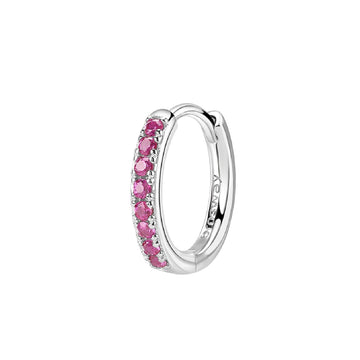 Orecchino cerchio donna Brosway Fancy in argento 14 mm con zirconi rossi