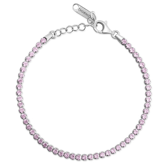 Bracciale tennis Brosway Francy donna in argento con zirconi rosa