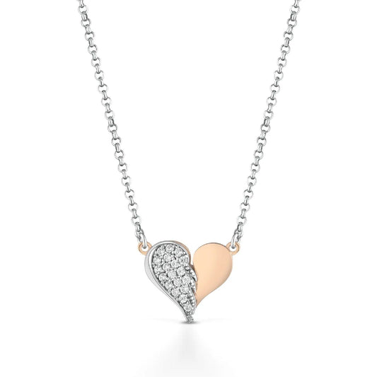 Collana donna Roberto Giannotti Microlighting in argento con cuore, ala e zirconi