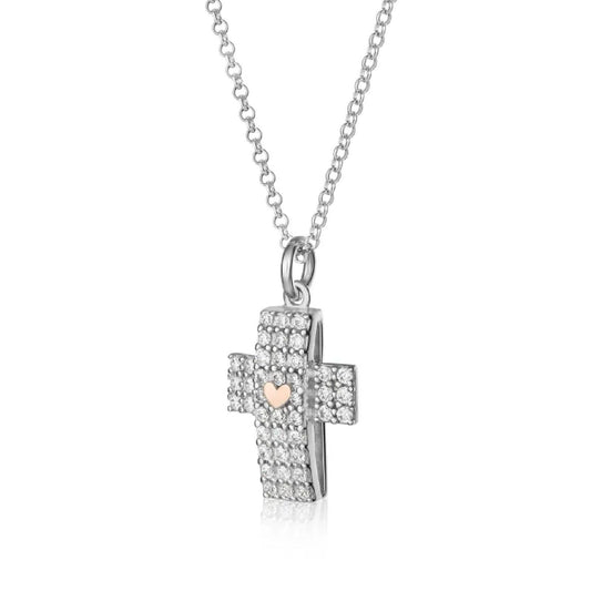 Collana donna Roberto Giannotti Microlighting in argento croce di zirconi e cuore