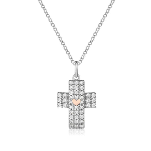 Collana donna Roberto Giannotti Microlighting in argento croce di zirconi e cuore