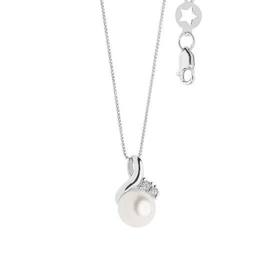 Collana donna Comete Perle d'Amore oro bianco con perla e diamanti 0,015ct