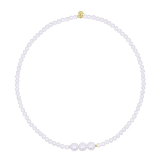 Girocollo elastico donna Rue Des Mille WhiteSide in argento con perle