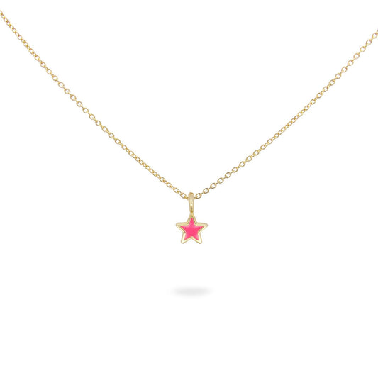 Collana donna Rue Des Mille ColorFun in argento dorato con stella rosa