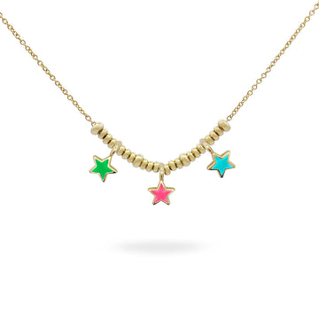 Collana donna Rue Des Mille ColorFun in argento dorato con tre stelle multicolor