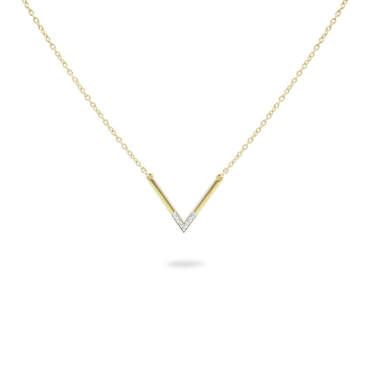 Collana donna Rue Des Mille Shapes in argento oro con V e zirconi