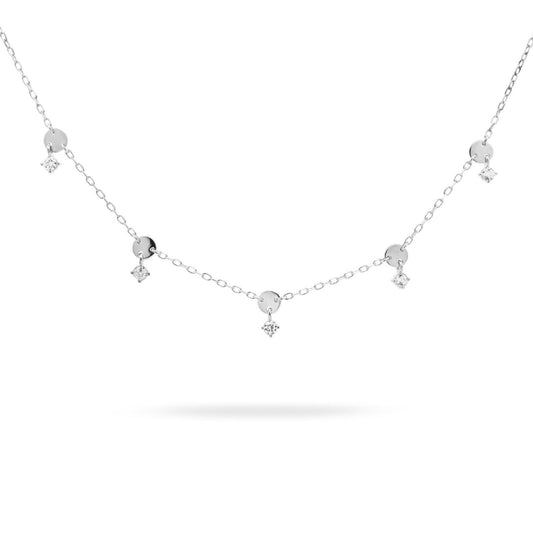 Collana donna Rue Des Mille Shapes in argento cerchi e ciondoli di zirconi