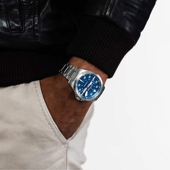 Orologio automatico uomo Hamilton in acciaio quadrante blu MISURA UNICA