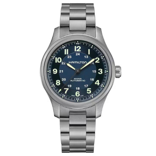 Orologio automatico Hamilton Khaki Field uomo cassa 42mm titanio e blu